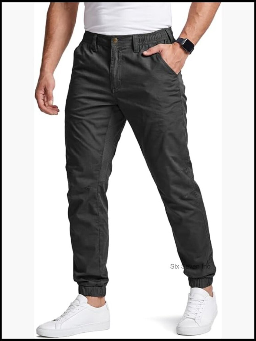 Men's Flex Lightweight Joggers, Elastic Waist Drawstring Tapered Fit Cargo